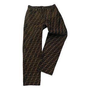Fendi Black and Brown Straight Leg Jeans